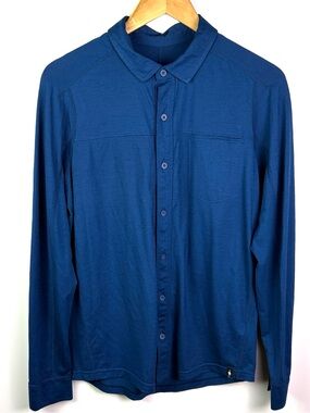 Smartwool merino wool blend Long-Sleeve Button-Up Shirt in Deep Blue size S